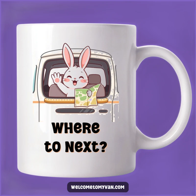 Funny Bunny Van Window Mug: Playful Rabbit Map Adventure Gift
