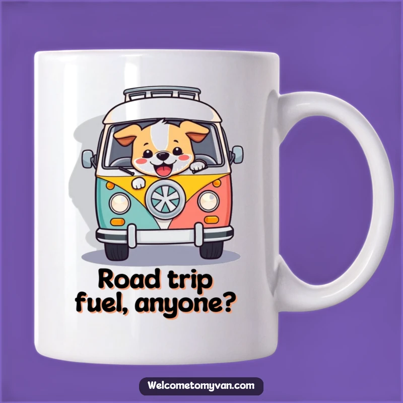 Funny Retro Van Dog Mug: Joyful Canine Road Trip Adventure Gift