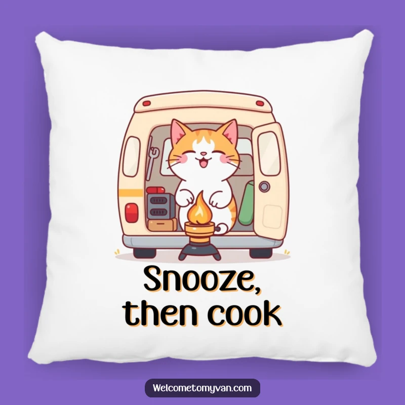 Funny Cat Camping Pillow: Cozy Comfort for the Feline Outdoorsman