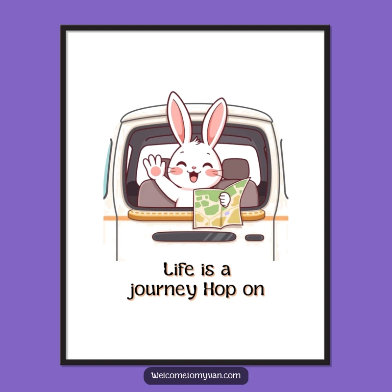 Free Printable Wall Art: Funny Bunny Van Art, Hilarious Bunny Downloadable Gift