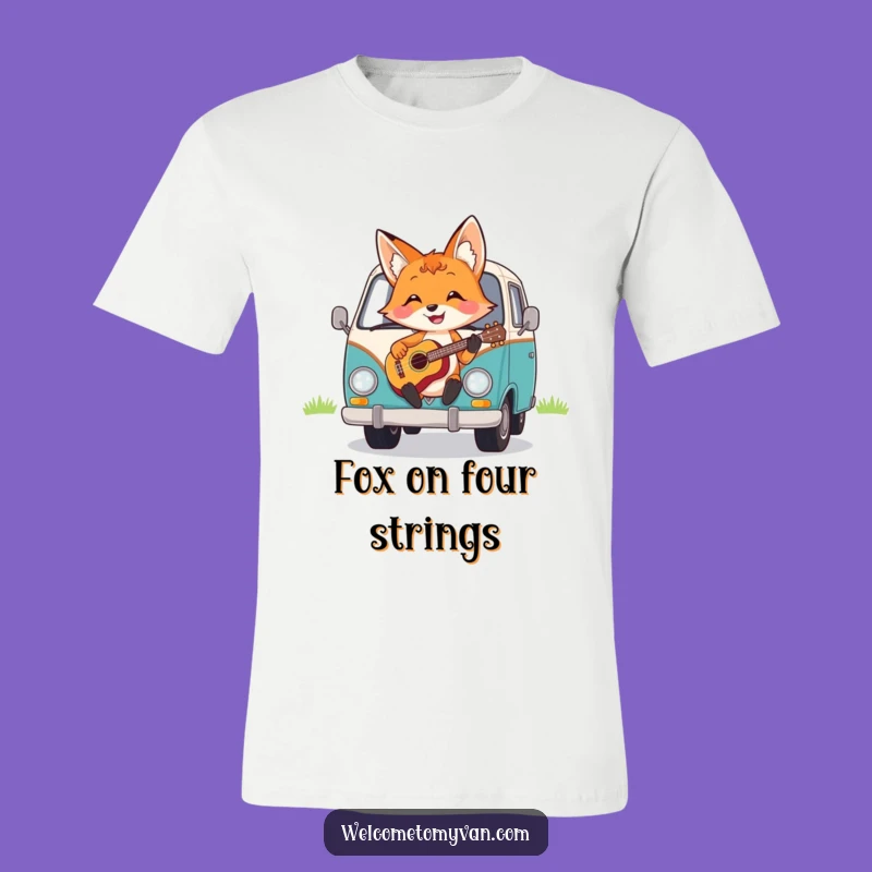 Funny Fox Ukulele Van T-Shirt: Rock Out with Woodland Tunes!